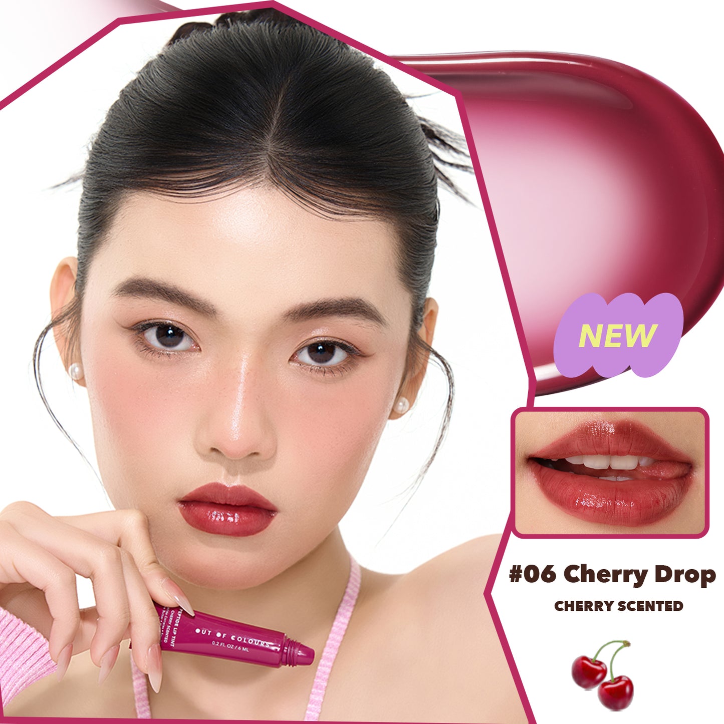 Peptide Lip Tint Cherry Drop - Cherry Scent - Out of Colours Malaysia - Viral Products - Find us on Tik Tok, Shopee and Lazada!