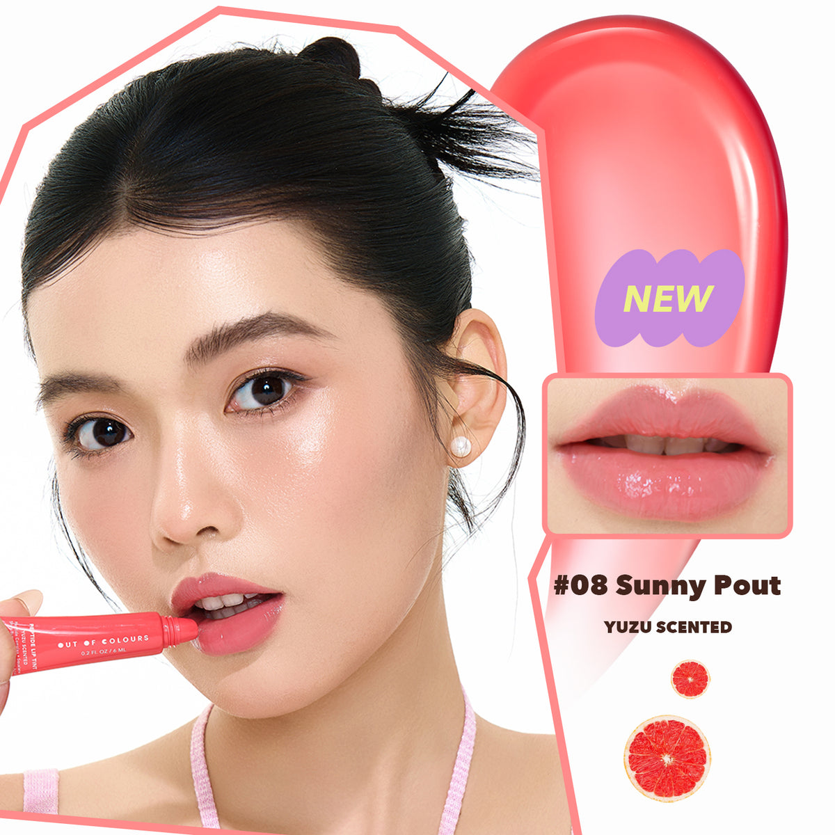 Peptide Lip Tint Sunny Pout - Yuzu Scent - Out of Colours Malaysia - Viral Products - Find us on Tik Tok, Shopee and Lazada!